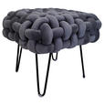 HOCKER Samt Schwarz, Grau  - Schwarz/Grau, Trend, Textil/Metall (44/41/44cm) - Xora