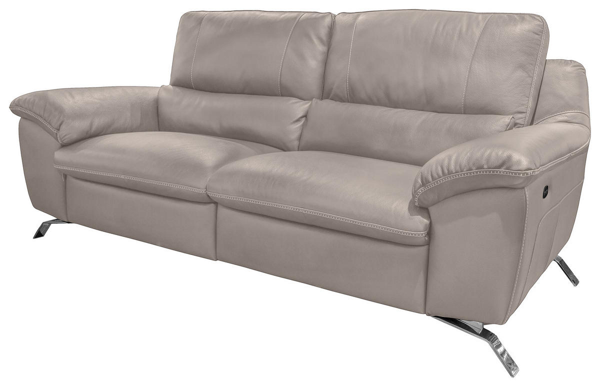 2,5-SITZER in Kombination Echtleder/Lederlook Grau  - Silberfarben/Grau, Design, Leder/Metall (216/97/95-151cm) - Livetastic