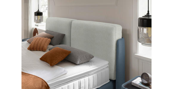 BOXSPRINGBETT 180/200 cm  in Blau, Hellgrau  - Blau/Hellgrau, Design, Textil/Metall (180/200cm) - Johann Jakob