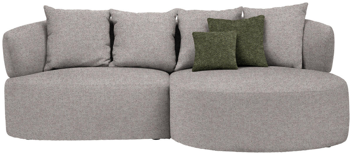 ECKSOFA in Chenille Greige  235/166 cm  - Greige/Schwarz, MODERN, Kunststoff/Textil (235/166cm) - Hom`in