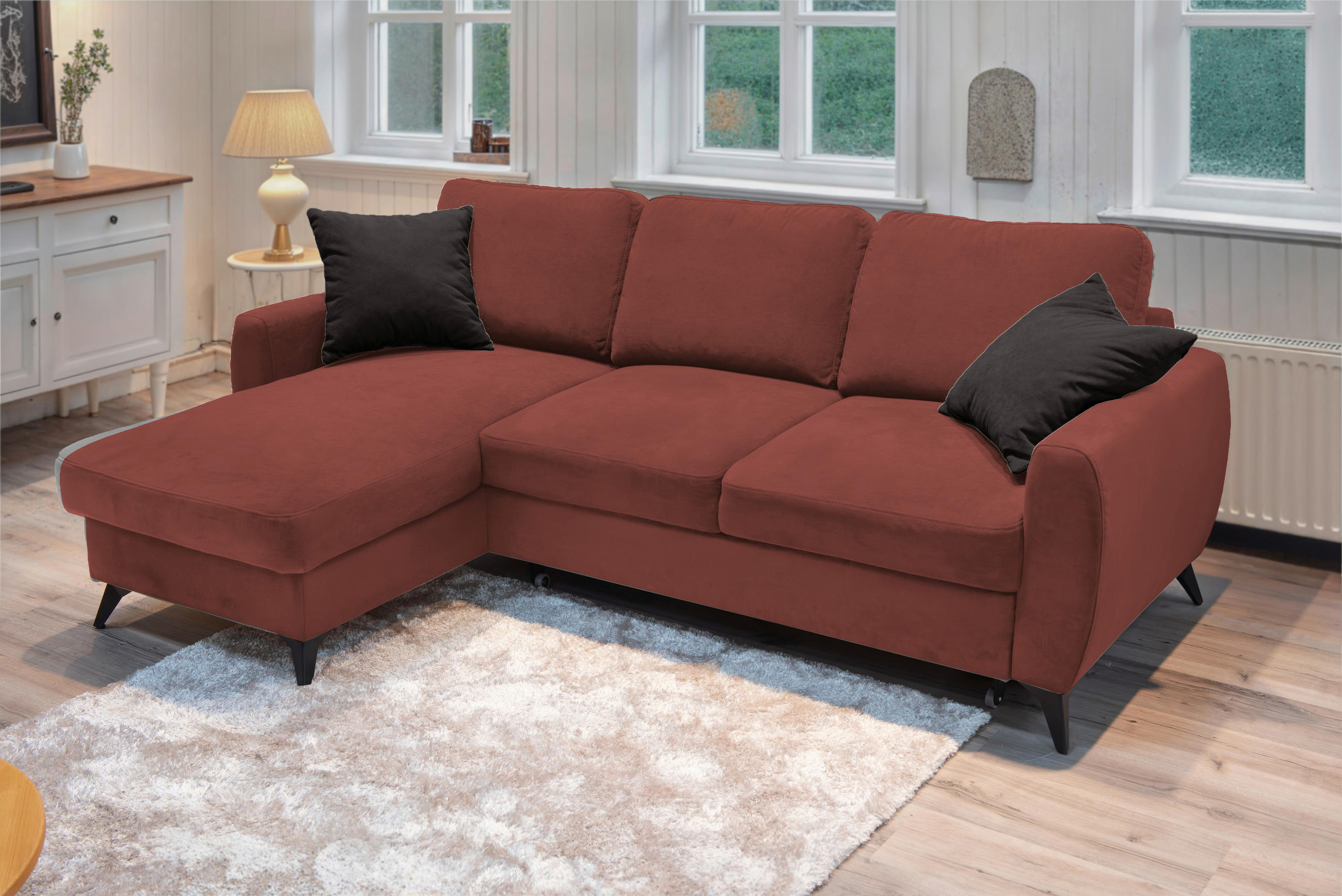 Livetastic ROHOVÁ ROZKLÁDACÍ POHOVKA, kov, textil, kompozitní dřevo, červenohnědá