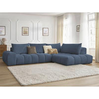 ECKSOFA Ottomane rechts  EVEREST Dunkelblau Flachgewebe  - Schwarz/Dunkelblau, MODERN, Kunststoff/Textil (352/210cm) - Livetastic