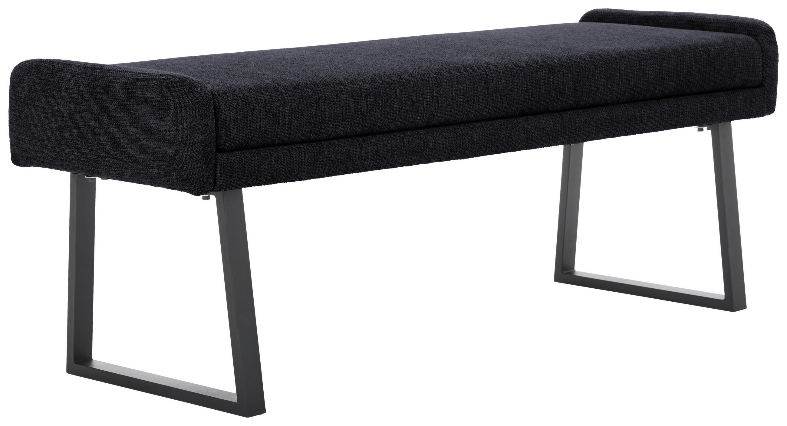 HOCKERBANK 140/51/49 cm Webstoff Schwarz, Dunkelgrau  - Dunkelgrau/Schwarz, Design, Textil/Metall (140/51/49cm) - Novel