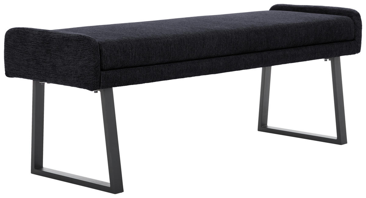 HOCKERBANK 160/49/49 cm Webstoff Schwarz  - Schwarz, Design, Textil/Metall (160/49/49cm) - Novel