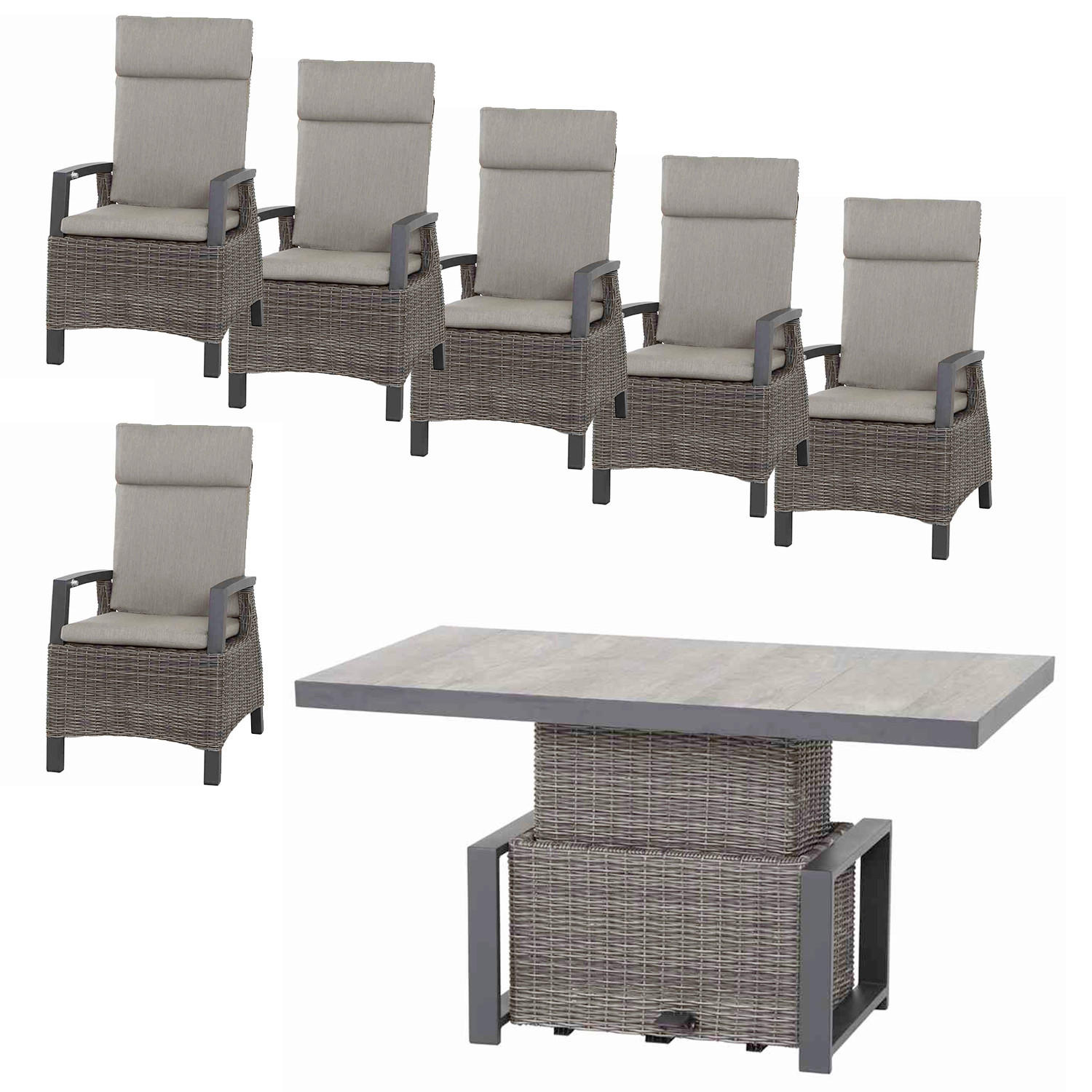 LOUNGEGARNITUR Aluminium  - Grau, Basics, Keramik/Kunststoff (72/103/93cm) - Siena Garden