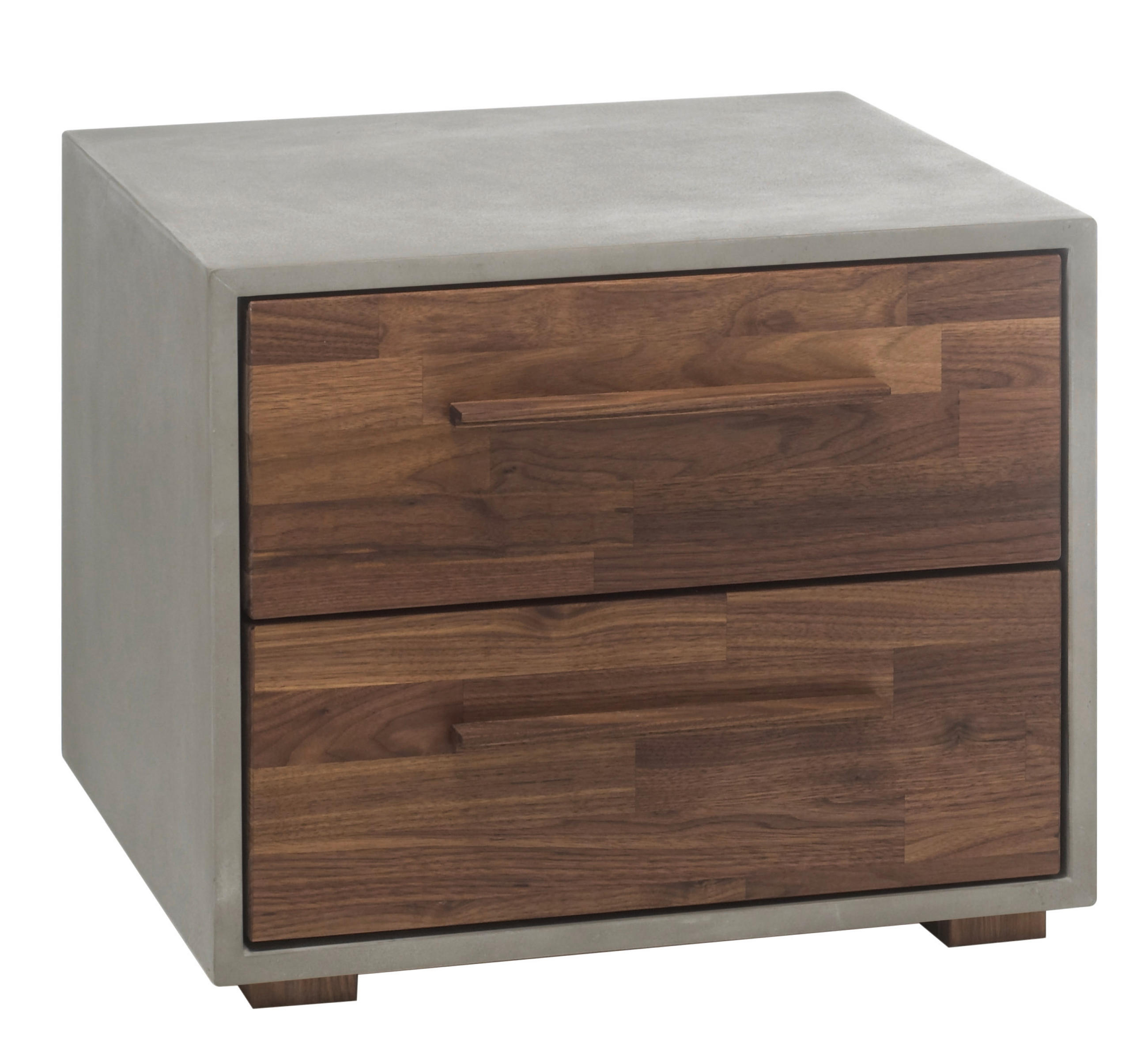 NACHTSCHRANK Nussbaum massiv Grau, Nussbaumfarben - Dunkelgrau/Nussbaumfarben, KONVENTIONELL, Holz/Holzwerkstoff (50/49/43cm) - Hasena