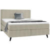 BOXSPRINGBETT 180/200 cm  in Beige  - Beige/Schwarz, KONVENTIONELL, Holz/Textil (180/200cm) - Voleo