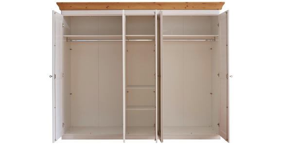 DREHTÜRENSCHRANK 253/210/64 cm 5-türig  - Laugenfarbig/Weiß, ROMANTIK / LANDHAUS, Glas/Holz (253/210/64cm) - Carryhome