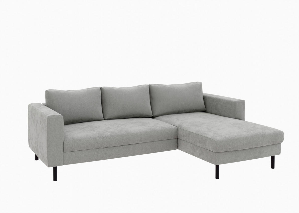 ECKSCHLAFSOFA  mit Rücken echt, Armteil links, Armteil rechts Struktur Schlammfarben  - Schlammfarben/Schwarz, MODERN, Textil/Metall (232/161cm) - Trendmanufaktur