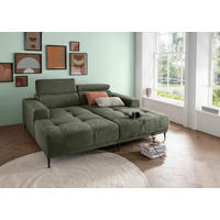 ECKSOFA in Chenille Dunkelgrün  - Dunkelgrün/Schwarz, Konventionell, Textil/Metall (200/188cm) - Livetastic