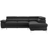 ECKSOFA in Echtleder Schwarz  - Chromfarben/Schwarz, Design, Leder/Metall (268/213cm) - Stylife