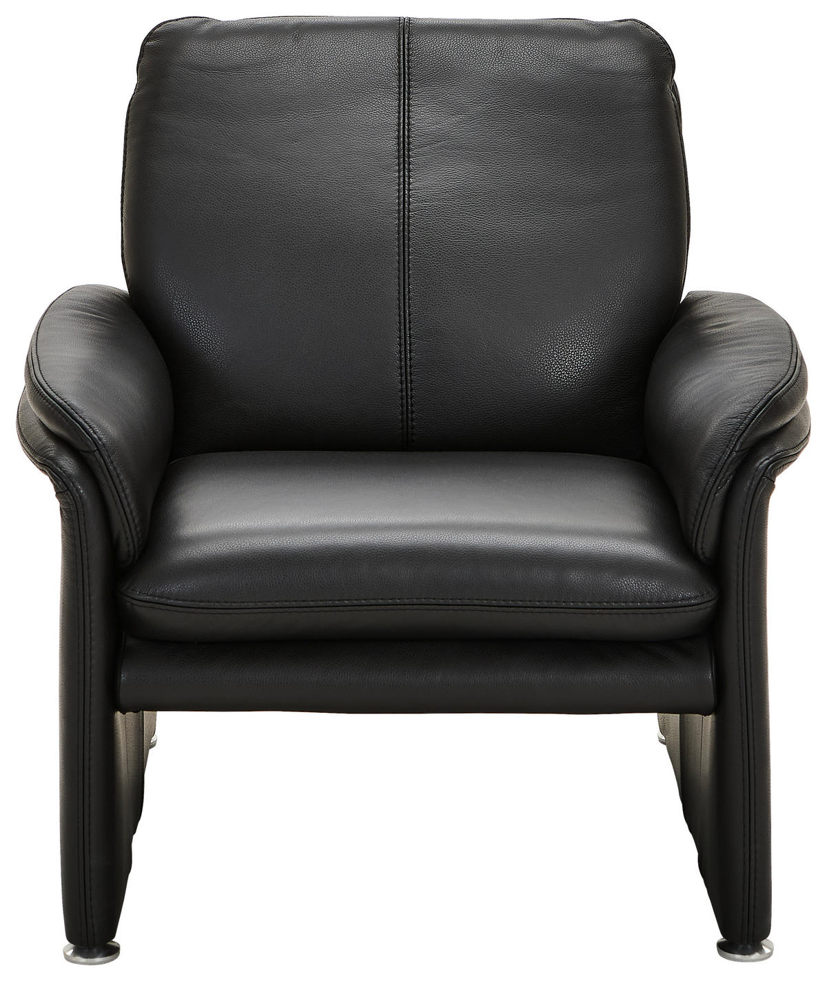 SESSEL in Echtleder Schwarz  - Chromfarben/Schwarz, KONVENTIONELL, Leder/Metall (98/90/86cm) - Celina Home