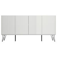 SIDEBOARD Posseik Industrial 155/75,8/42 cm  - Weiß Hochglanz/Schwarz, Design, Holzwerkstoff/Metall (155/75,8/42cm) - MID.YOU