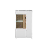 VITRINE in Eichefarben, Weiß  - Eichefarben/Schwarz, Design, Glas/Holzwerkstoff (75cm) - MID.YOU