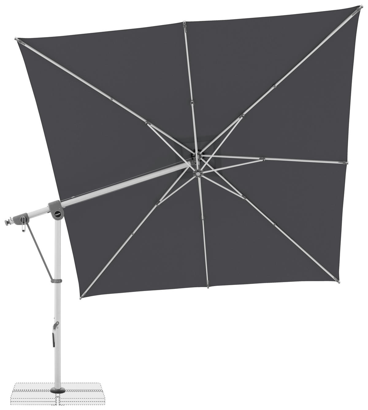 AMPELSCHIRM 300x300 cm  - Anthrazit/Hellgrau, Basics, Textil/Metall (300/300cm) - Doppler