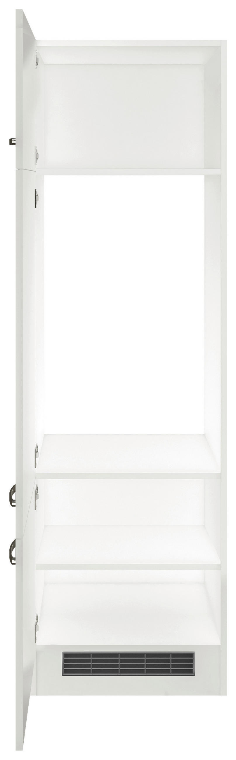 GERÄTEUMBAUSCHRANK 60/200/57 cm in Weiß, Weiß Hochglanz - Edelstahlfarben/Weiß Hochglanz, MODERN, Holzwerkstoff/Metall (60/200/57cm) - FlexWell