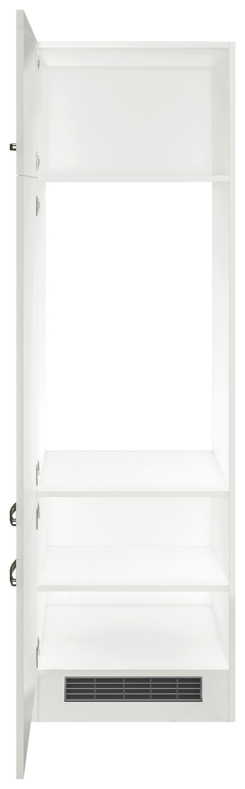 GERÄTEUMBAUSCHRANK 60/200/57 cm  in Weiß, Weiß Hochglanz  - Edelstahlfarben/Weiß Hochglanz, MODERN, Holzwerkstoff/Metall (60/200/57cm) - FlexWell