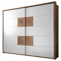 SCHWEBETÜRENSCHRANK in Weiß, Wildeiche  - Chromfarben/Wildeiche, KONVENTIONELL, Holzwerkstoff/Metall (280/230/65cm) - Carryhome