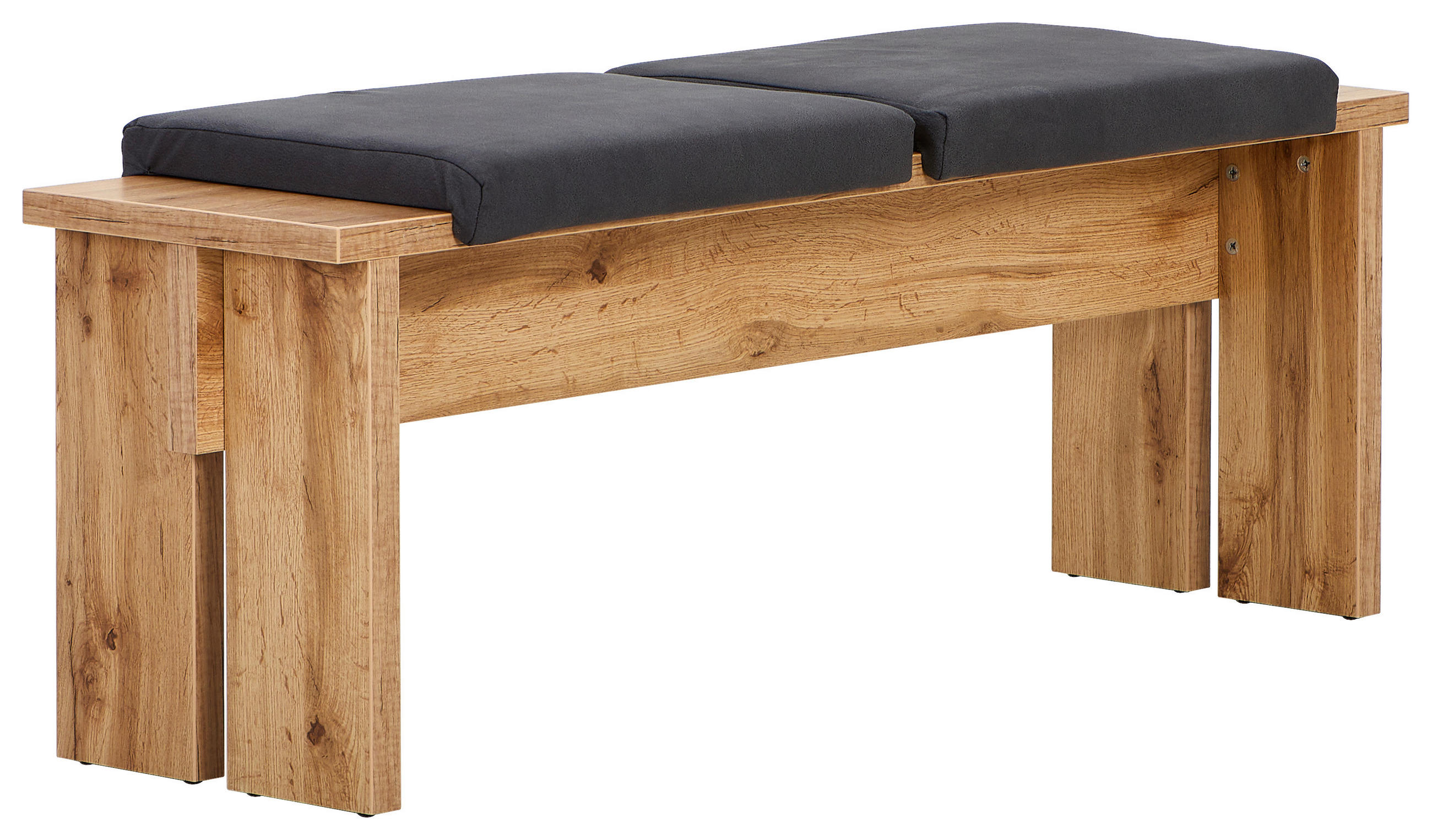 KLOP, leseni material siva, barve hrasta  - siva/barve hrasta, Konvencionalno, leseni material/tekstil (126/49/40cm) - Ti'me