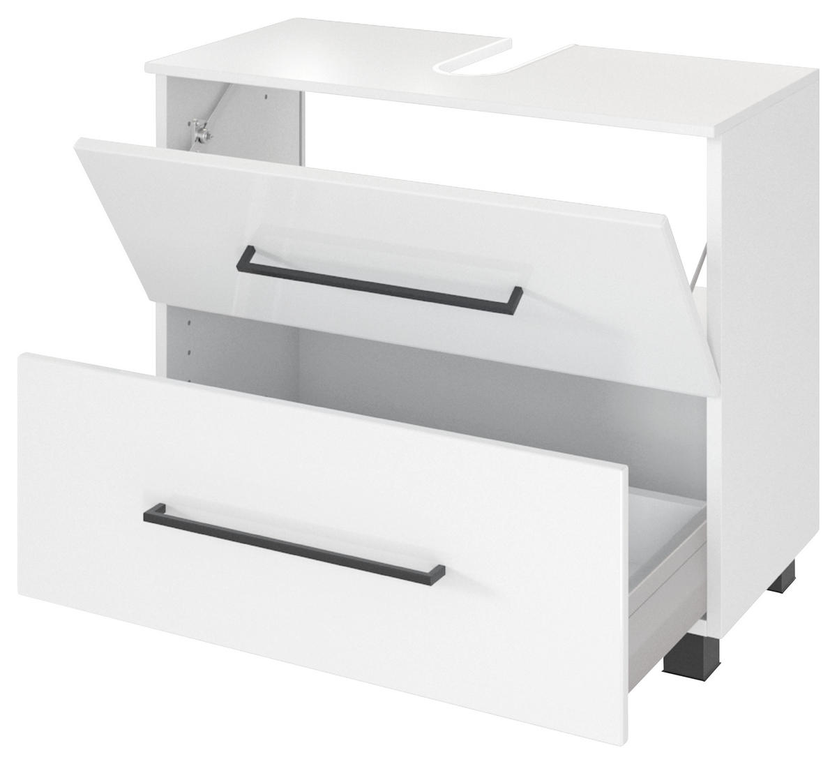 SKRINKA POD UMÝVADLO, biela, biela, 70/54/35 cm - čierna/biela, Konventionell, kov/kompozitné drevo (70/54/35cm) - Held