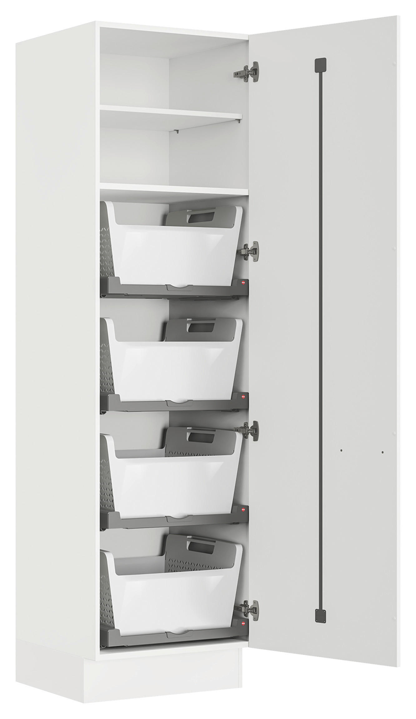 WÄSCHESCHRANK 60/216,6/58,2 cm  in Weiß  - Edelstahlfarben/Weiß, MODERN, Holzwerkstoff/Metall (60/216,6/58,2cm) - Nobilia