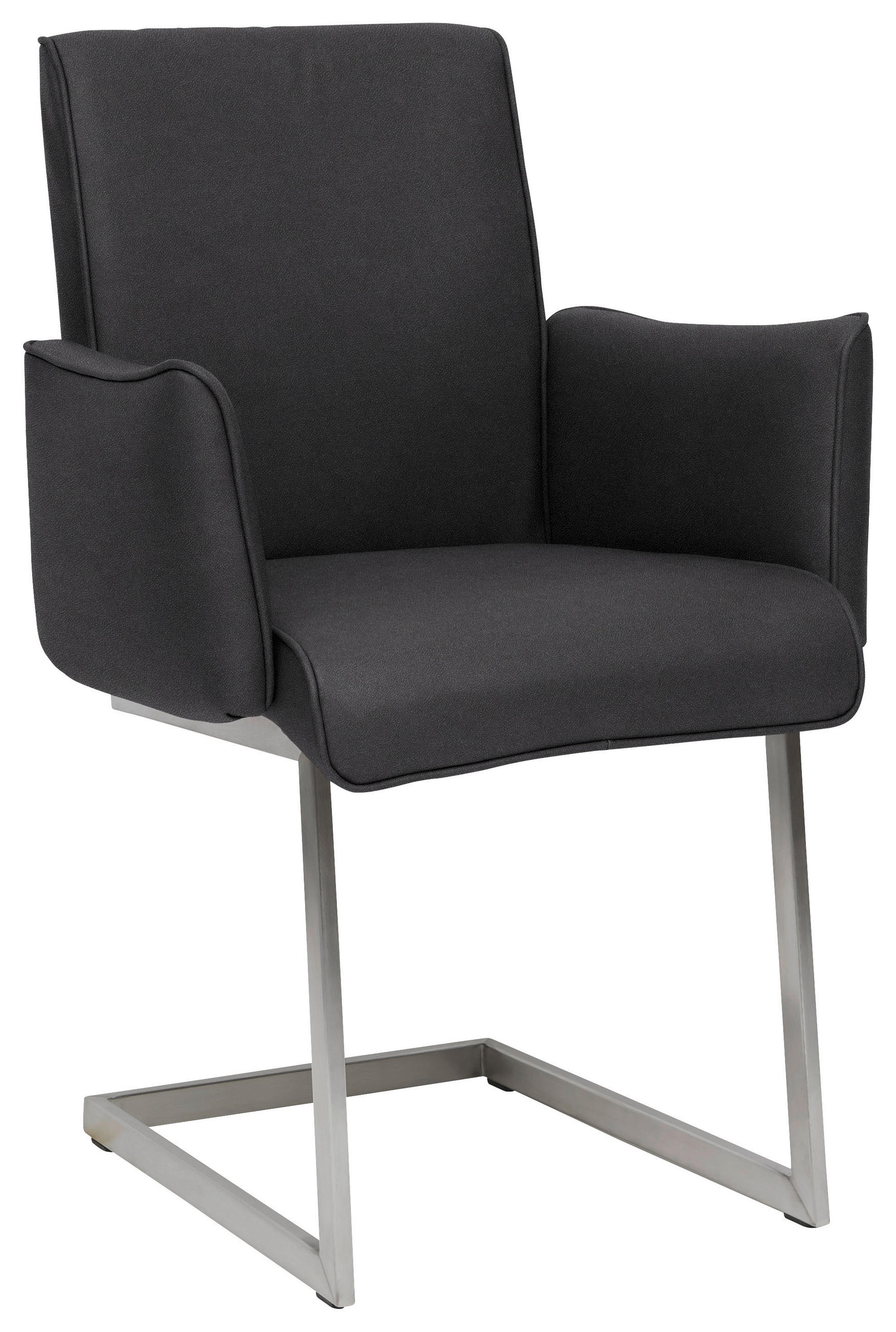 ARMLEHNSTUHL  in Stahl Mikrofaser  - Edelstahlfarben/Schwarz, Design, Holzwerkstoff/Textil (63/91/60cm) - Dieter Knoll