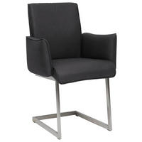ARMLEHNSTUHL  in Stahl Mikrofaser  - Edelstahlfarben/Schwarz, Design, Holzwerkstoff/Textil (63/91/60cm) - Dieter Knoll