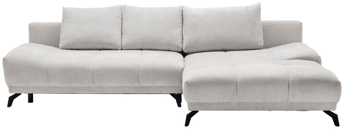 ECKSOFA in Chenille Hellgrau  - Hellgrau/Schwarz, Modern, Textil/Metall (290/182cm) - Hom`in