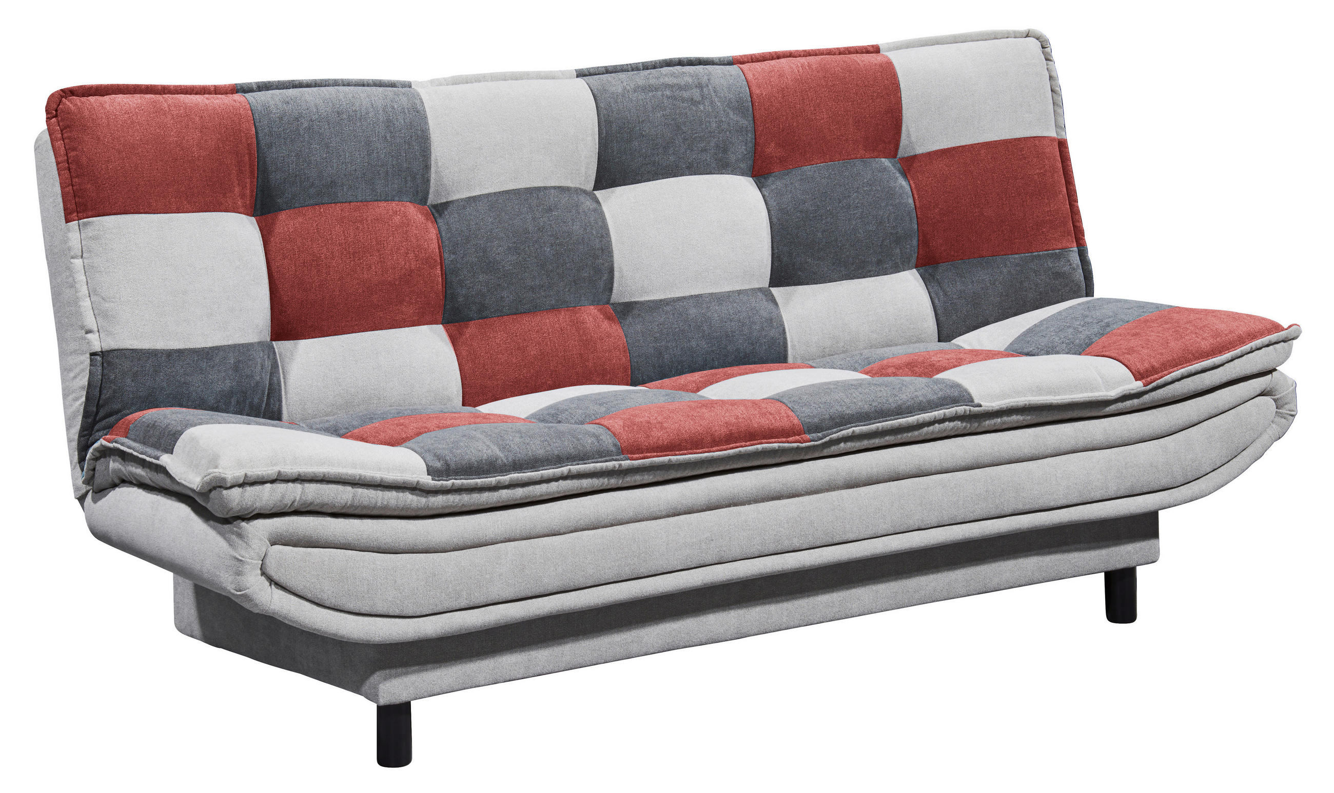 SCHLAFSOFA  in Mikrovelours Silberfarben, Beere, Dunkelgrau  - Beere/Dunkelgrau, Basics, Kunststoff/Textil (188/90/89cm) - MID.YOU