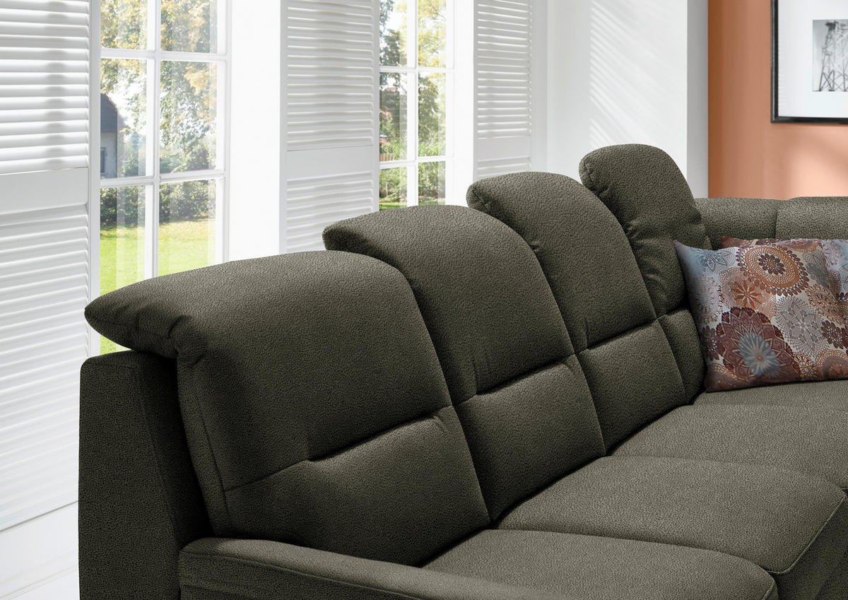 ECKSOFA in Mikrofaser Grün  - Schwarz/Grün, Konventionell, Holz/Textil (303/245cm) - Beldomo Comfort