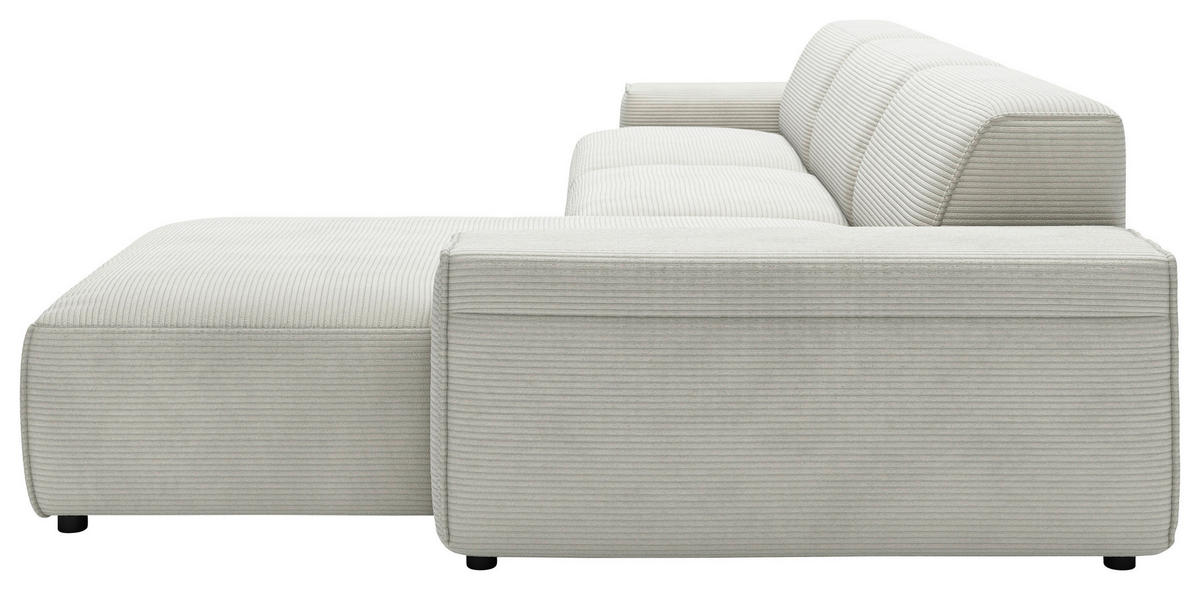 ECKSOFA in Cord Hellgrau  - Hellgrau/Schwarz, Design, Kunststoff/Textil (300/189cm) - Pure Home Lifestyle