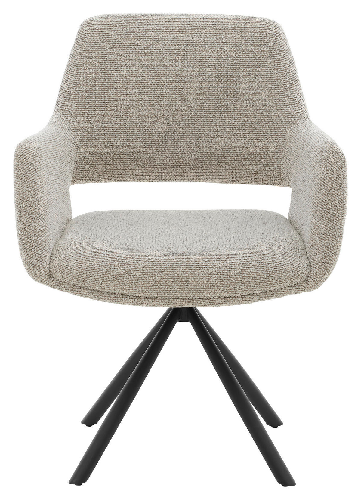 ARMLEHNSTUHL  Stoffauswahl, Sitzfläche 180° drehbar, automatische Rückholfunktion Bouclé  - Beige/Schwarz, Design, Textil/Metall (62/83/62cm) - Musterring