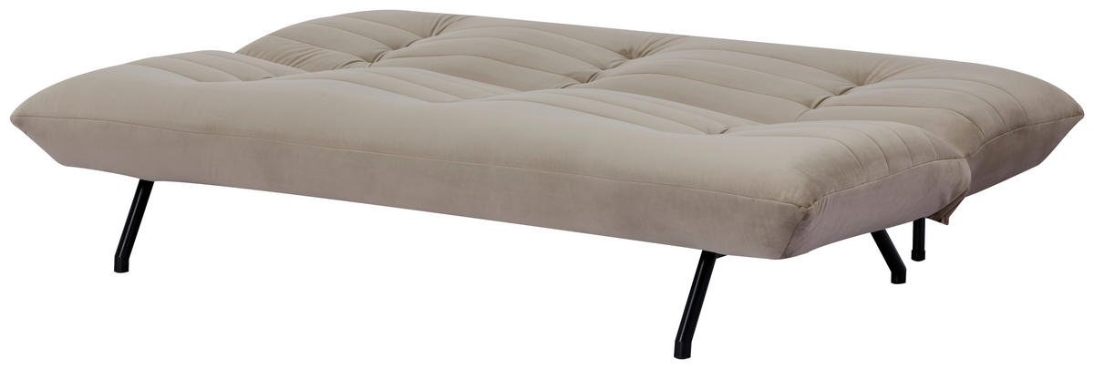 SCHLAFSOFA in Samt Taupe  - Taupe/Schwarz, MODERN, Textil/Metall (185/82/62cm) - MID.YOU