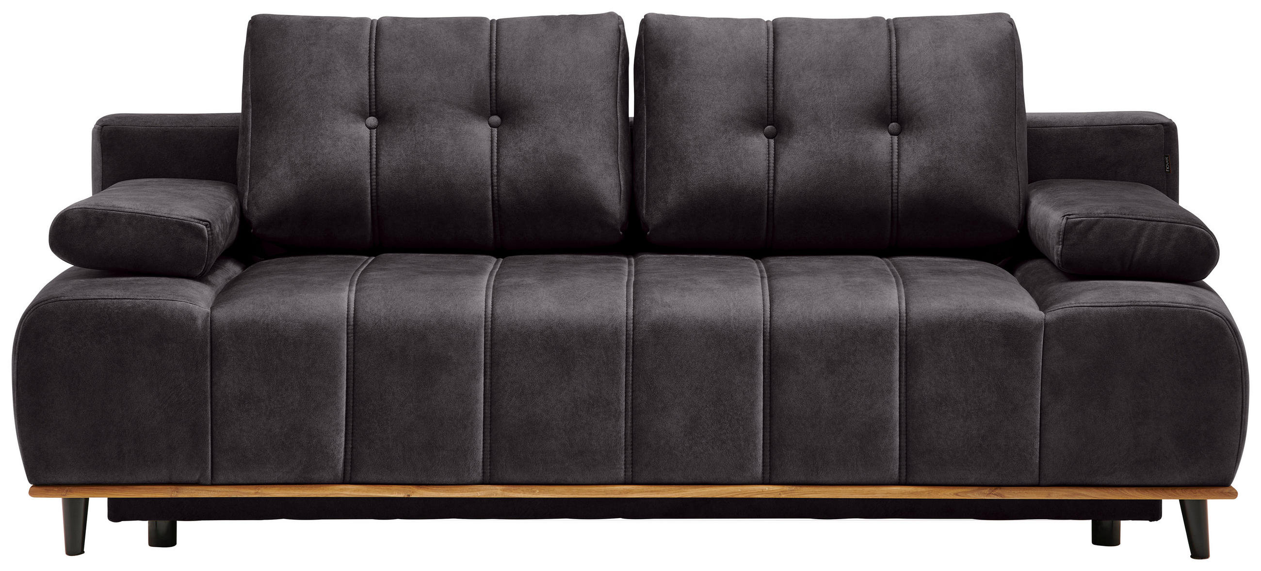 SCHLAFSOFA Clive  mit Stoffauswahl, Rücken echt Webstoff Dunkelbraun  - Dunkelbraun/Schwarz, Design, Holz/Textil (206/77-87/102cm) - Novel