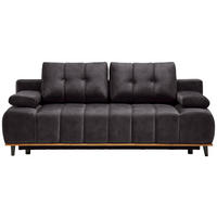 SCHLAFSOFA Clive in Webstoff Dunkelbraun  - Dunkelbraun/Schwarz, Design, Holz/Textil (206/77-87/102cm) - Novel