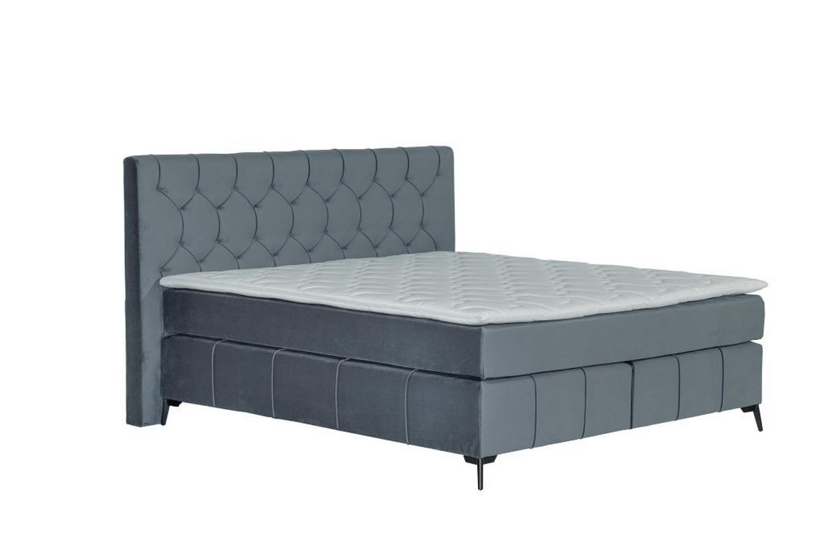 BOXSPRING KREVET     tamno plava  - tamno plava/crna, Moderno, drvni materijal/tekstil (160/200cm) - Hom`in