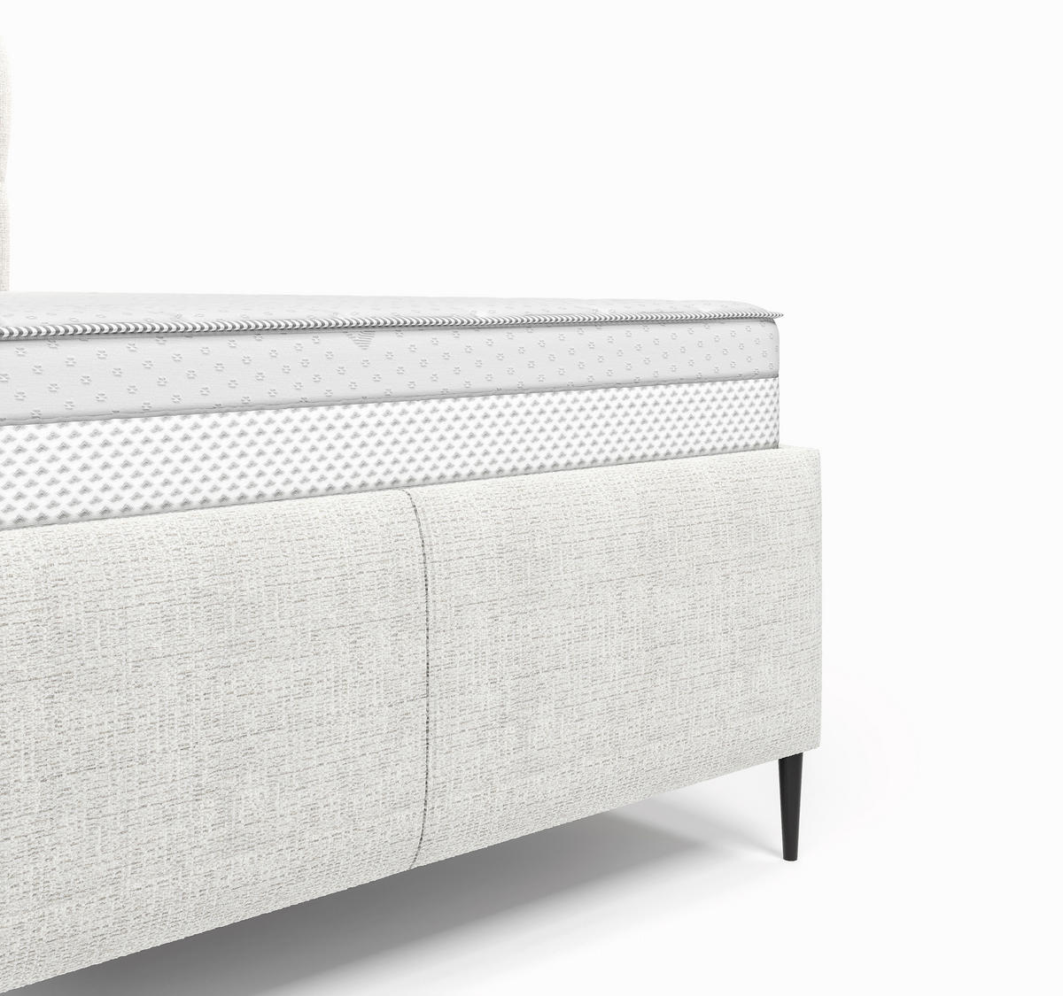 POLSTERBETT 140/200 cm,  in Naturfarben, gepolstertes Kopfteil, Lattenrost,  - Schwarz/Bronzefarben, Design, Holz/Textil (140/200cm) - Boxxx