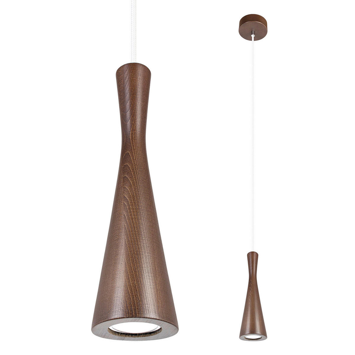 ZÁVĚSNÉ SVÍTIDLO, 10/90-140 cm  - bílá/barvy ořechu, Natur, dřevo (10/90-140cm)
