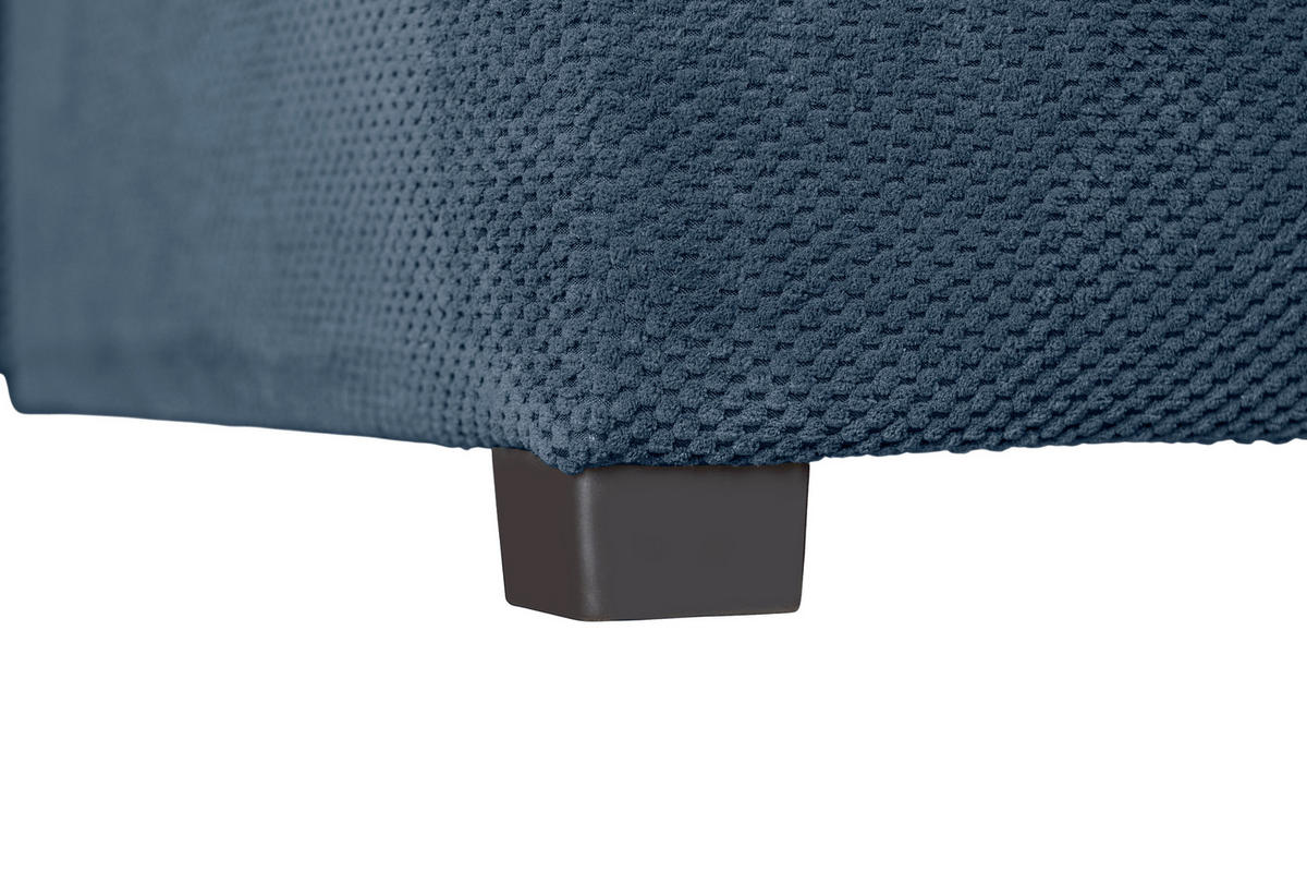 ECKSOFA LORENZO Dunkelblau Struktur Liegefläche im Originalstoff  - Schwarz/Dunkelblau, Design, Textil/Metall (188/302cm) - P & B