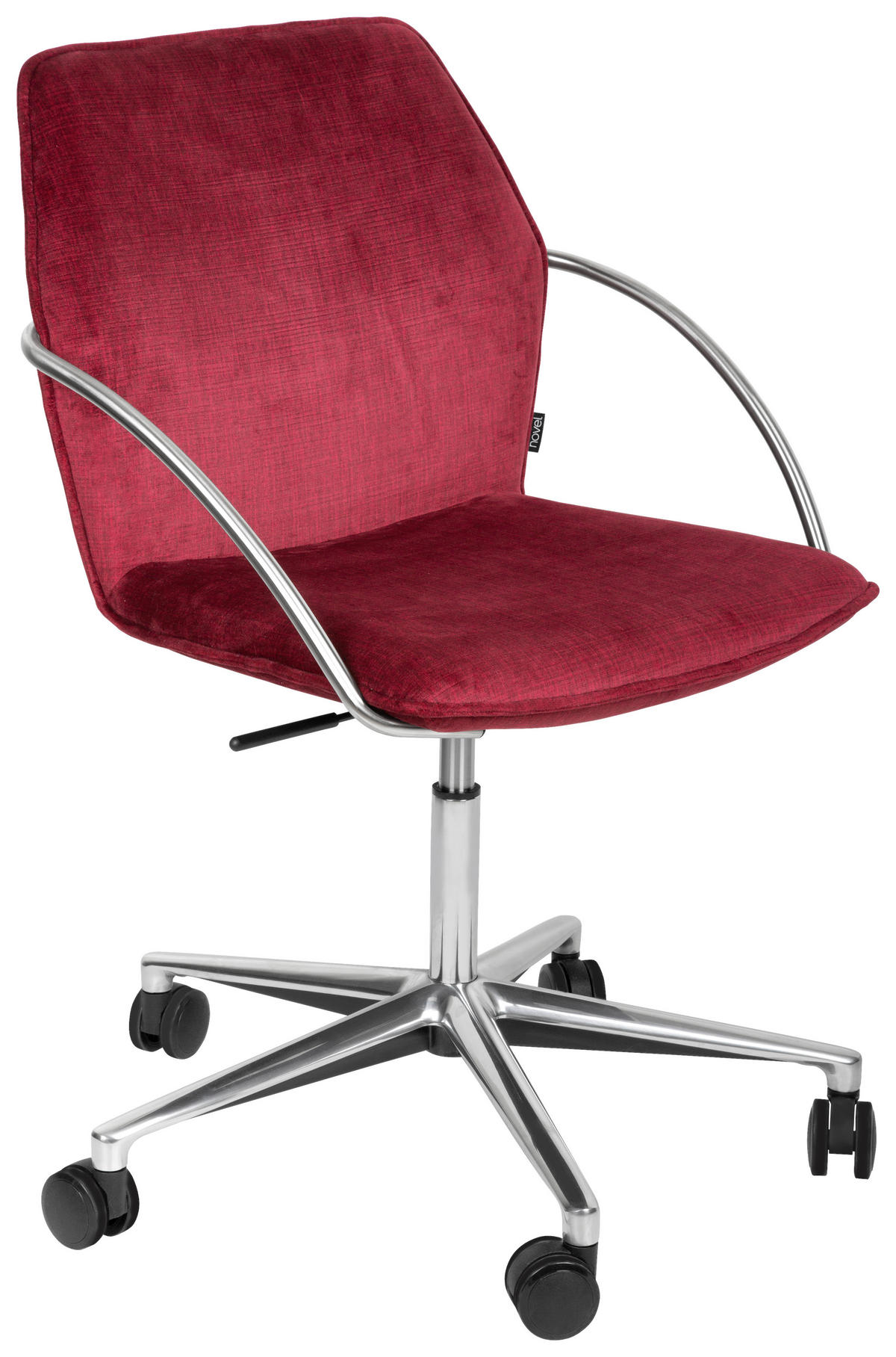 DREHSTUHL  in Samt Edelstahlfarben, Bordeaux  - Chromfarben/Edelstahlfarben, Design, Kunststoff/Textil (56,5/82-94/60cm) - Novel