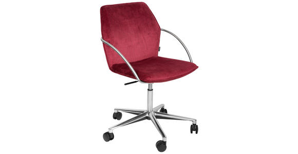 DREHSTUHL  in Samt Edelstahlfarben, Bordeaux  - Chromfarben/Edelstahlfarben, Design, Kunststoff/Textil (56,5/82-94/60cm) - Novel