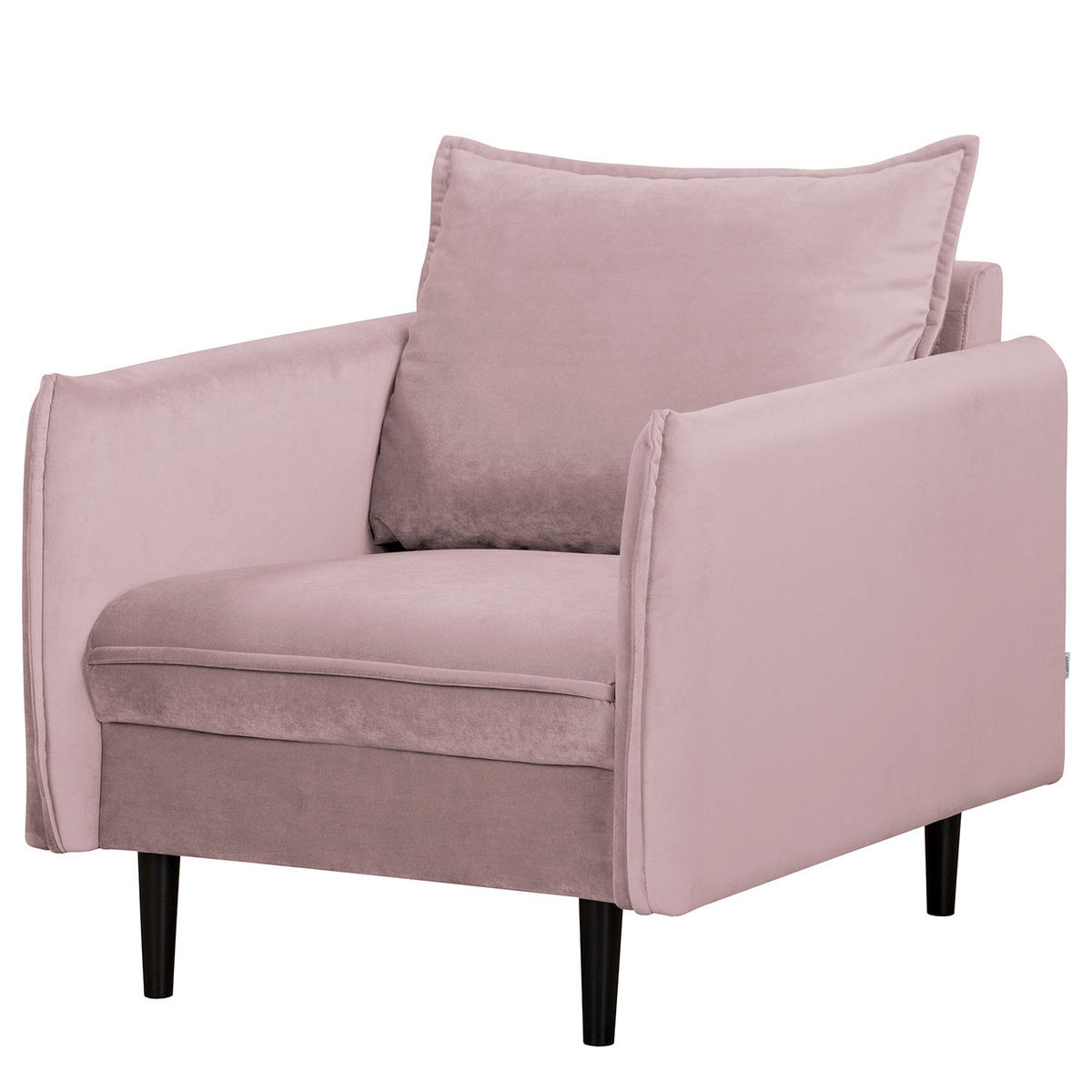 SESSEL in Samt Rosa  - Schwarz/Rosa, Design, Holz/Textil (74/86/100cm) - P & B