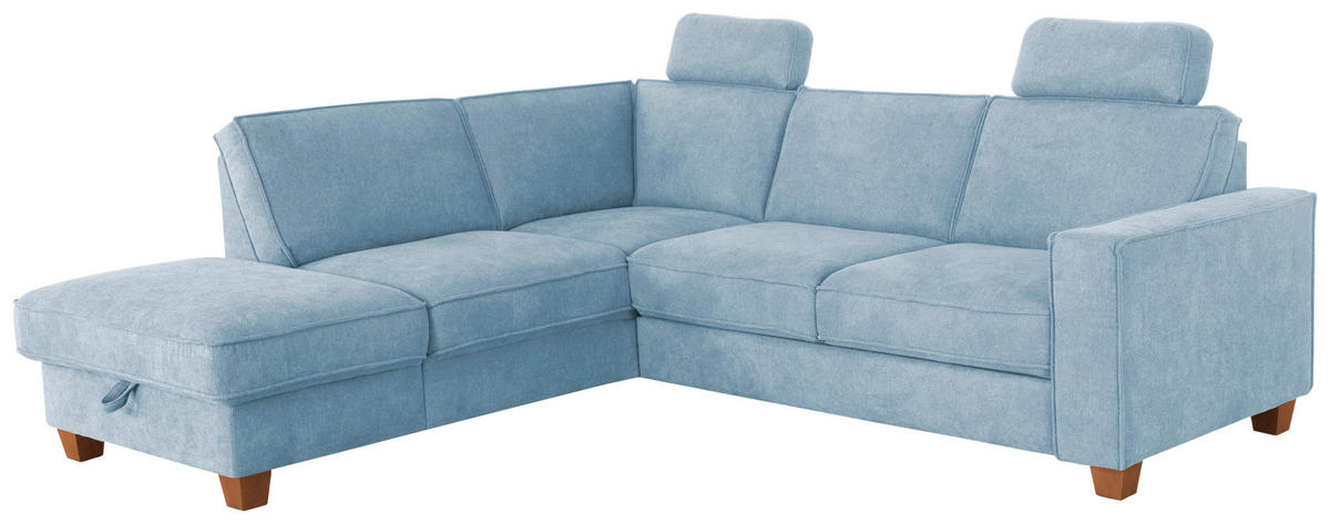 ECKSOFA in Flachgewebe Hellblau  - Eichefarben/Hellblau, Konventionell, Holz/Textil (213/236cm) - Sit & More