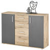 Sideboard Basel 120,0/84,0/35,0 cm  in Grau, Eichefarben  - Eichefarben/Silberfarben, Design, Holzwerkstoff/Kunststoff (120,0/84,0/35,0cm) - MID.YOU