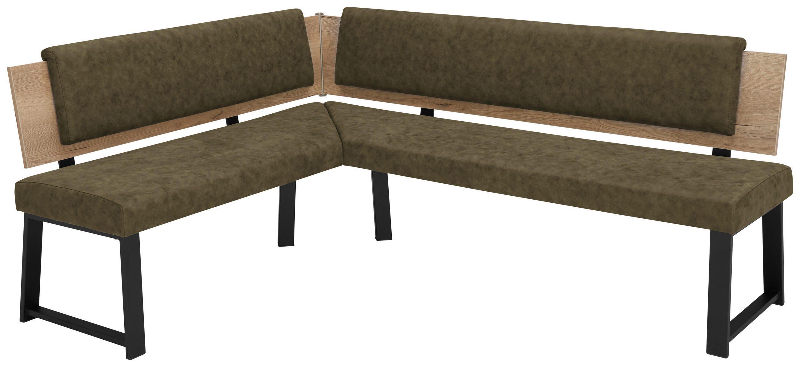 ECKBANK 160/200 cm  in Olivgrün  - Schwarz/Olivgrün, MODERN, Holzwerkstoff/Textil (160/200cm) - Venda