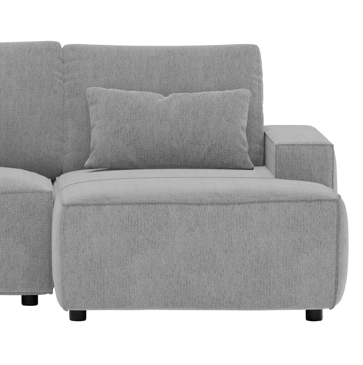 ECKSCHLAFSOFA in Chenille Silberfarben  - Silberfarben/Schwarz, MODERN, Kunststoff/Textil (247/154cm) - Livetastic