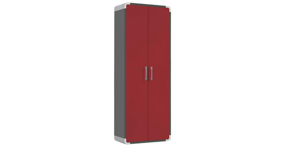 GARDEROBENSCHRANK 60/164/32 cm - Chromfarben/Rot, Design, Holzwerkstoff/Metall (60/164/32cm) - Moderano