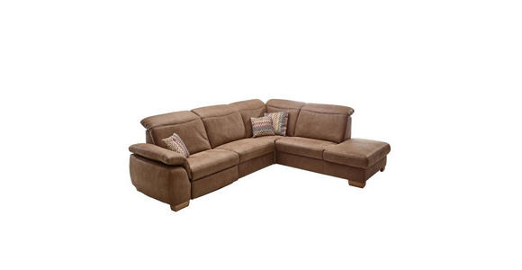 ECKSOFA Braun Mikrofaser - Beige/Buchefarben, KONVENTIONELL, Textil (299/245cm) - Voleo