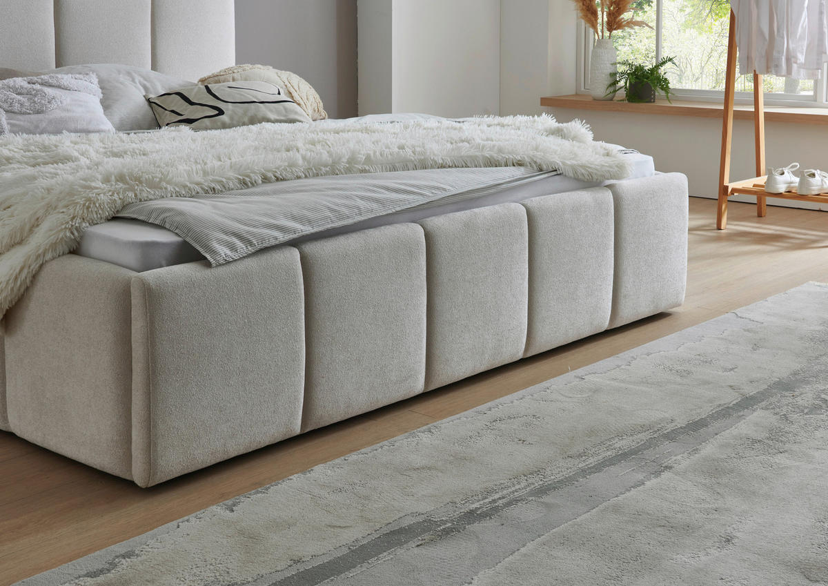 POLSTERBETT 180/200 cm  in Beige  - Beige/Schwarz, Design, Holz/Textil (180/200cm) - Xora