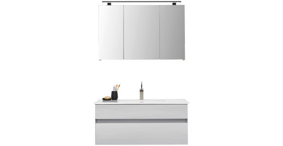 BADEZIMMER 3-teilig in 102 cm - Weiß, Design, Glas/Keramik (102cm) - Novel